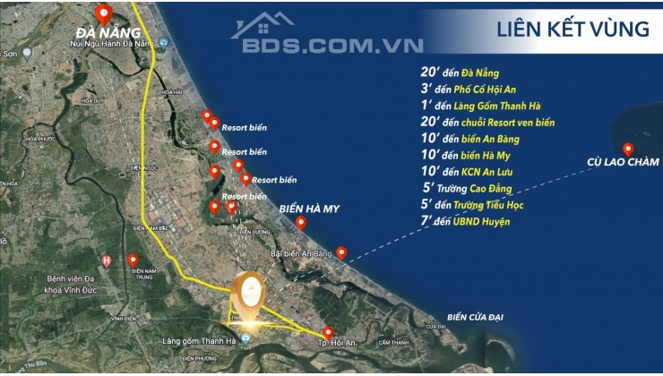 14tr/m2 cho 1 quỹ đất siêu đẹp cách Phố Cổ Hội An 3km, dân cư hiện hữu, thanh toán dàn trải.